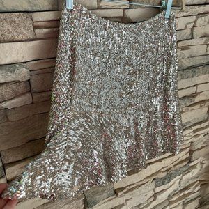 NWT Free People Gold Sequin Trumpet Mini Skirt Coachella Small